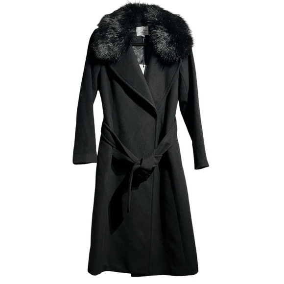 Cole Haan Signature Slick Wrap Coat with Faux Fur Trim - Picture 7 of 16